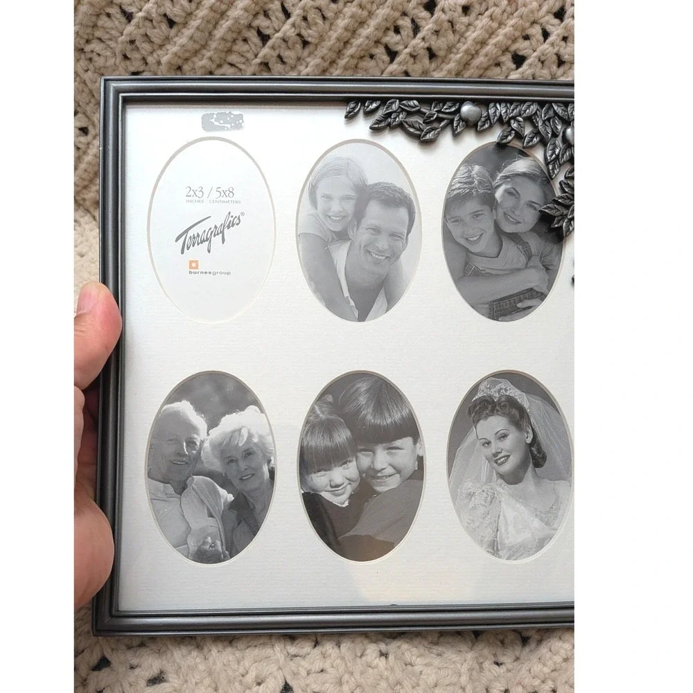 Terragrafics Burnes Group Pewter Family Tree Collage Frame 7 Oval Openings 2x3